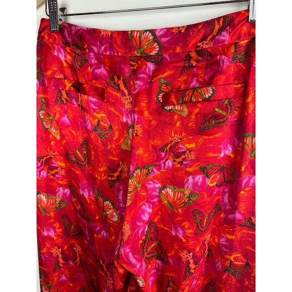 L'AGENCE Luvvy Butterfly Print Silk Straight Leg Trousers Women's Medium ? Pants - Picture 11 of 16